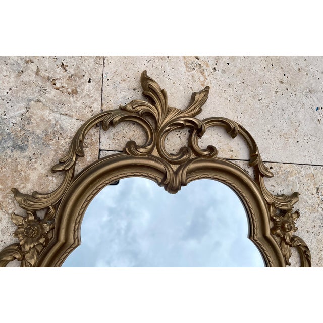 1970s Vintage Baroque Syroco Style Wall Mirror For Sale - Image 5 of 11