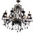 Black Glass 10-Light Chandelier For Sale