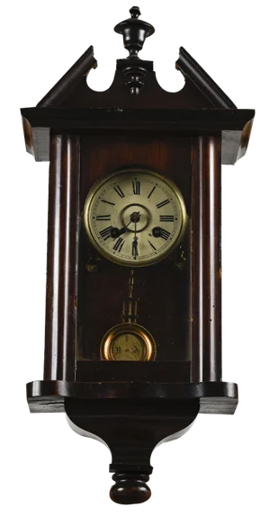 Wooden Wall Clock with Pendulum and Winding Key