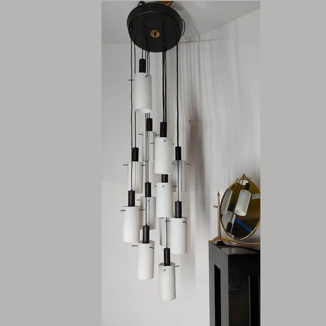 Large Vintage Italian Cascade Suspended Chandelier from Stilnovo, 1960s For Sale - Image 6 of 16
