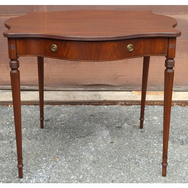 Mid 20th Century Federal Style Mahogany Fold-Top Card Table Console Table, Refinished For Sale In Washington DC - Image 6 of 13