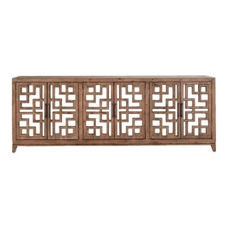 Chestnut Lattice Mirrored Sideboard For Sale