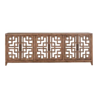 Chestnut Lattice Mirrored Sideboard For Sale