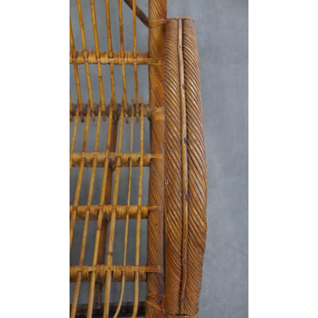 Brown Vintage French Rattan Armchair, 1950s For Sale - Image 8 of 15