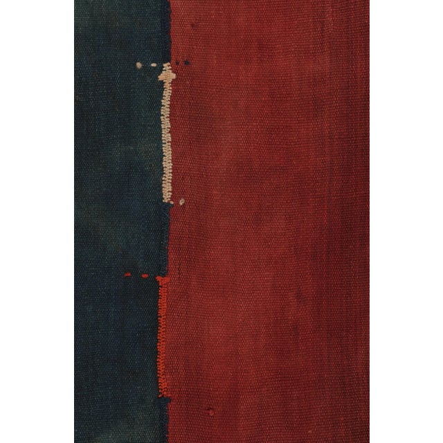 Traditional Vintage Anatolian Patchwork Rug With Red and Blue Striped Design - Rug & Kilim For Sale - Image 3 of 9