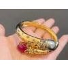 Bochic "Orient" South Sea Pear, Ruby & Sapphire Bangle Set In 18K Gold & Silver For Sale - Image 16 of 18