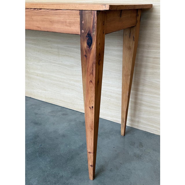 Late 20th Century Geometric Marquetry Console Sofa Table with Tapered Legs For Sale - Image 14 of 18