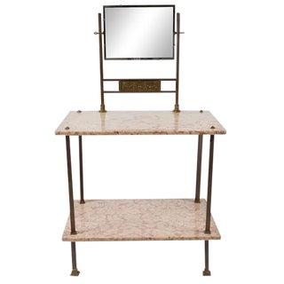 1920’s Art Deco Marble and Brass Vanity For Sale