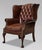 Antique Wing Chair in Brown Leather, 1890 For Sale - Image 9 of 9