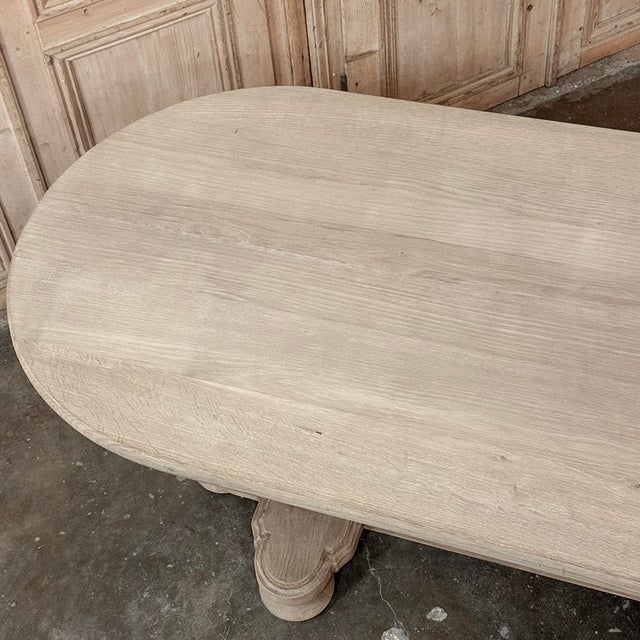 French Mid-Century Oval Trestle Table ~ Stripped Solid Oak For Sale - Image 16 of 18