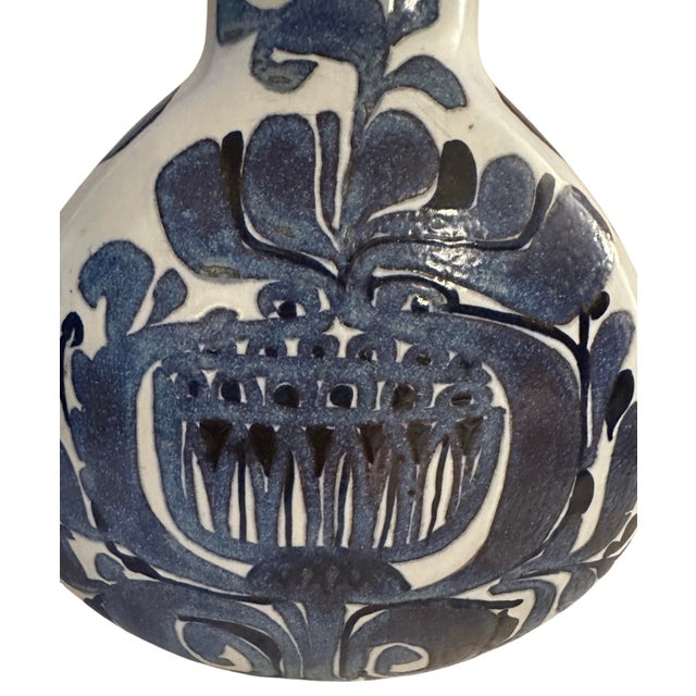 Mid-Century Modern Mid-Century Modern Blue Royal Copenhagen Tenera Flat Vase For Sale - Image 3 of 10