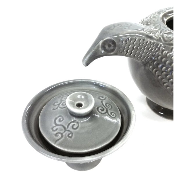 Ceramic 1990s Hand Thrown Tea Pot & 2 Sake Cups For Sale - Image 7 of 10