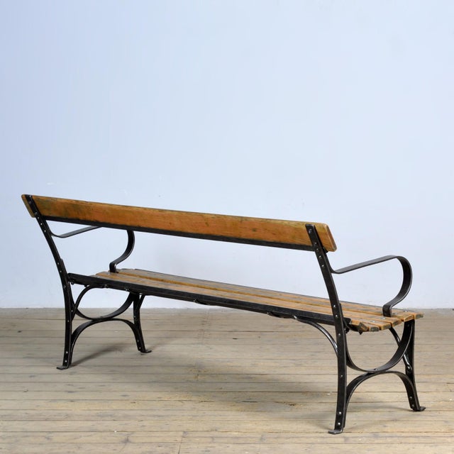 Riveted Iron Park Bench, 1920s For Sale - Image 12 of 13