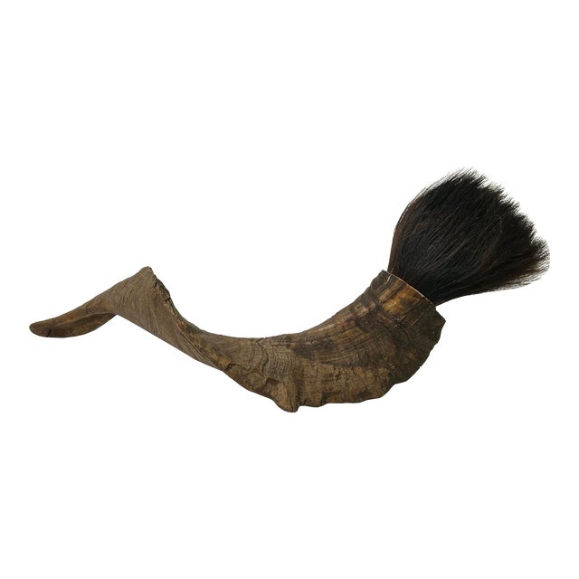 19" Rustic Natural Artistic Horn Shape Brush Accent Display For Sale