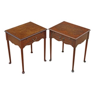 Mid-Century Burr Walnut Bedside Tables from the Savoy Hotel, London, 1950s, Set of 2 For Sale
