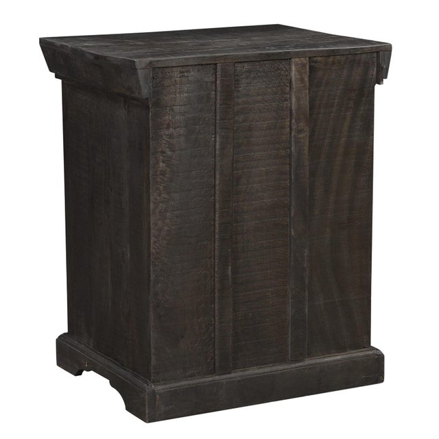 Wood 1990s Transitional Style Solid Wood Hand Carved Nightstand With Glass Door For Sale - Image 7 of 7