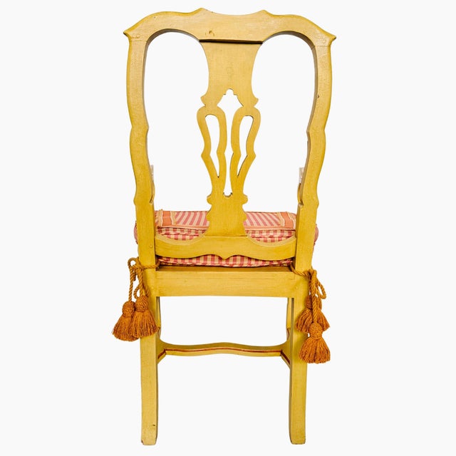 Early 20th Century Venetian Rococo / Louis Revival Style Yellow Wood Upholstered Accent Side Chairs - A Pair For Sale - Image 17 of 17