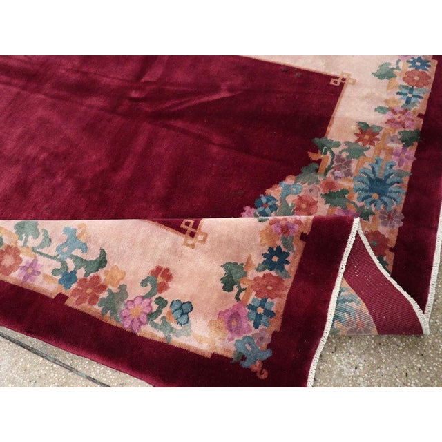 Galerie Shabab Collection Mid-20th Century Chinese Art Deco Accent Rug For Sale In New York - Image 6 of 7