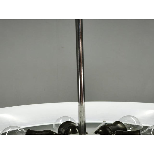 Vintage Bauhaus UFO Chrome and Glass Pendant Light, Czechoslovakia, 1930s For Sale - Image 6 of 14