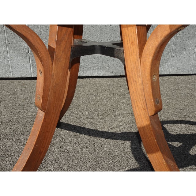 Antique Industrial Adjustable Swivel Oak Drafting Stool Barstool 1of3 ~ # 3 For Sale - Image 16 of 18