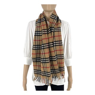 Burberry Brown Plaid 100% Wool Scarf For Sale