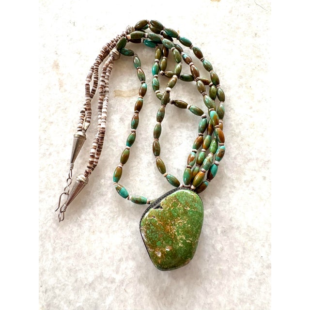 Vintage Multi Strand, Turquoise Necklace With Turquoise Pendant.