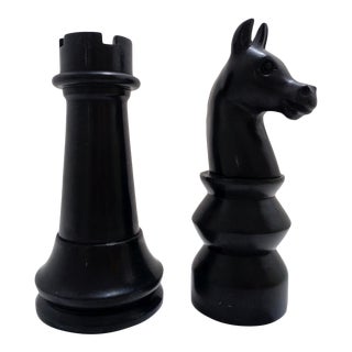 Large Chess Palewa Stone Rook & Knight Bookends For Sale