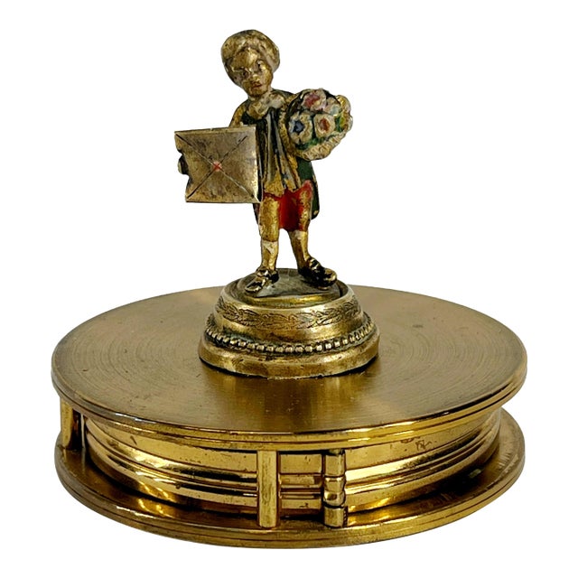 Vintage Brass Magnifying Glass Paper Weight For Sale