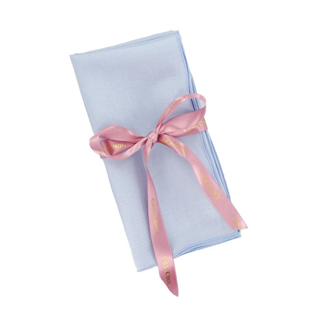 Blue Linen Napkins, Set of 4 For Sale - Image 4 of 6