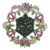 Antique Victorian Carved Jade, Emerald, Ruby, Diamond Gold Pendant or Brooch For Sale