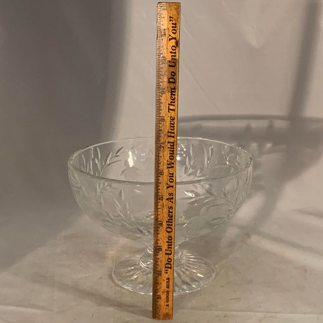 Mid 20th Century Stuart Crystal Compote: Cascade Cut Glass Footed Bowl For Sale - Image 9 of 9
