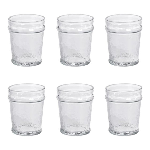 Garan Hammered Double Old Fashioned Glasses, Clear, Set of 6 For Sale