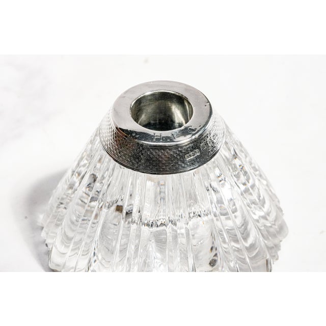 Victorian Lovely Victorian Antique Cut Crystal English Sterling Silver Match Holder Home Decor Tobacciana For Sale - Image 3 of 16