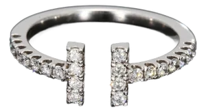 14k White Gold & Diamond Bypass Ring - Size 6.5