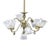 This antique brass chandelier, dating to approximately 1890, features a distinctive design for both electric and gas...