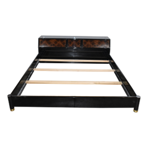 Henredon Scene Three Black Lacquer & Burl Walnut King Size Bed