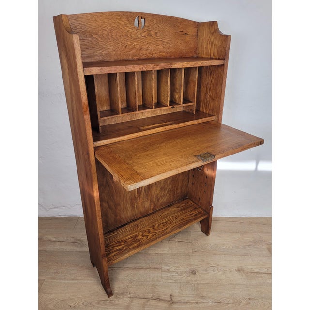 Arts & Crafts Oak Student Desk, 1950s For Sale - Image 4 of 18