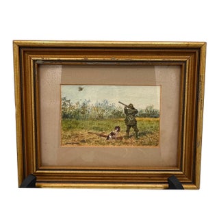 Early 20th Century Signed and Framed English Hunt Scene Painting by Jacqui Franks For Sale
