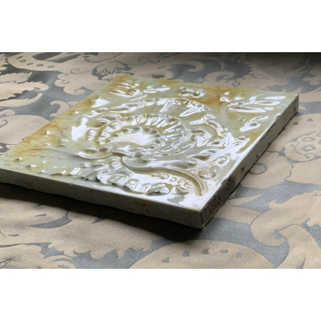 Victorian American High Victorian Tile: Cambridge Tile Works C1850 - Sunny Yellow Glaze For Sale - Image 3 of 10