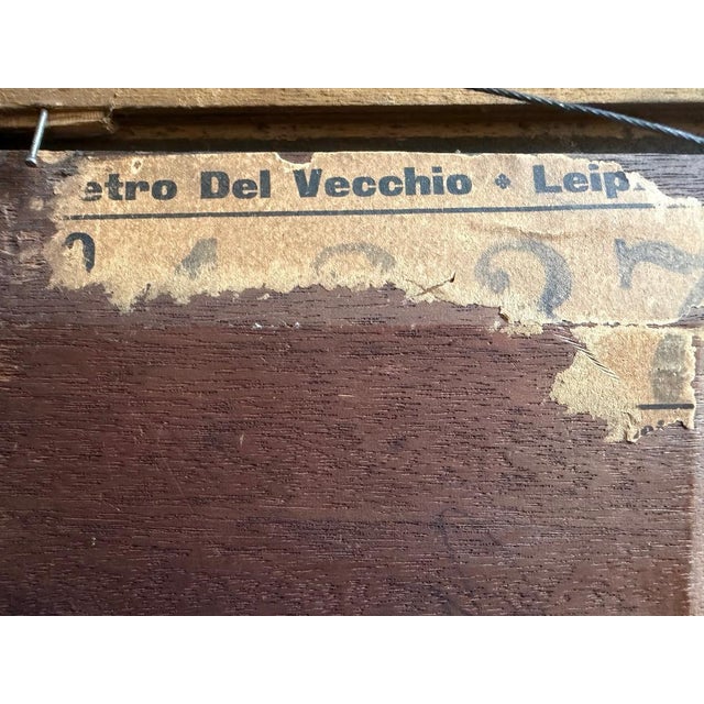 1900s Oil Painting on Wood Buffalo & Calf by Karl Appel 1866-1937 Pietro Del Vecchio With Wax Stamp For Sale In Aspen - Image 6 of 8