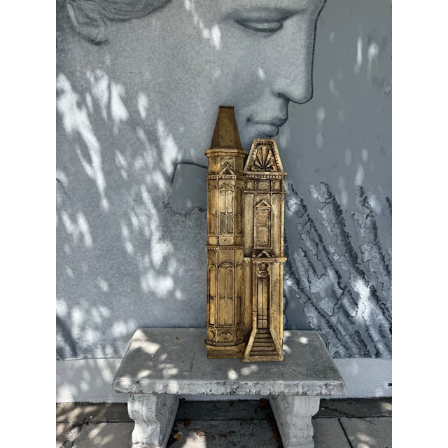 Early 20th Century Vintage Italian Decorative Gilded Wood Castle Maquette For Sale - Image 5 of 5