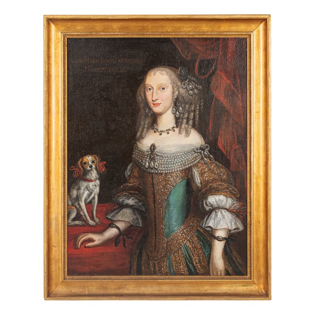 Portrait of Anna Maria Luisa d'Orléans, 17th Century, Oil Painting on Canvas, Framed For Sale