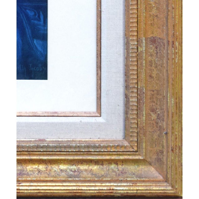 Royal Blue Large Orientalist Portrait of Man in Turban by Graziella Jacoby For Sale - Image 8 of 8
