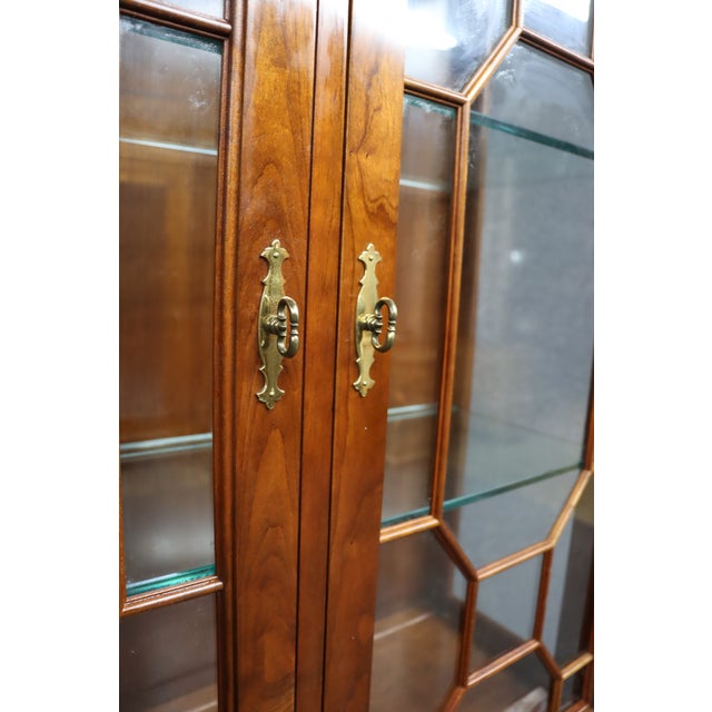 Late 20th Century Stickley Cherry Two-Piece China Cabinet With Glass Doors For Sale - Image 5 of 15