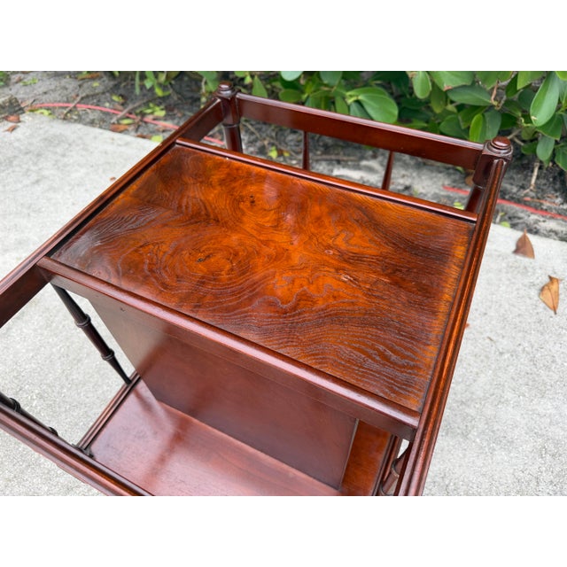 Vintage Faux Bamboo Burl-Top Magazine Rack Side Table For Sale - Image 12 of 14