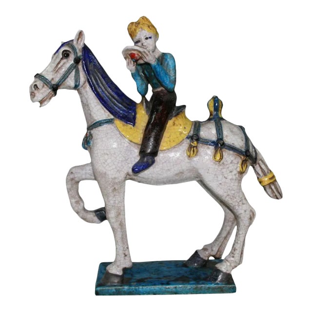 1950s Marcello Fantoni Mid Century Marcello Fantoni Ceramic Horse and Cowboy Figure For Sale