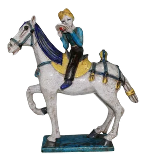 1950s Marcello Fantoni Mid Century Marcello Fantoni Ceramic Horse and Cowboy Figure