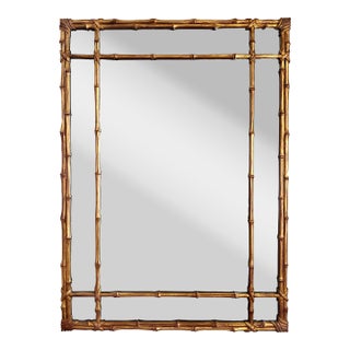 Mirror Carved Wood Faux Bamboo Giltwood 1960s For Sale