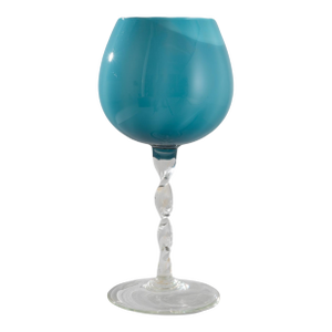 1960s Italian Teal Glass Goblet