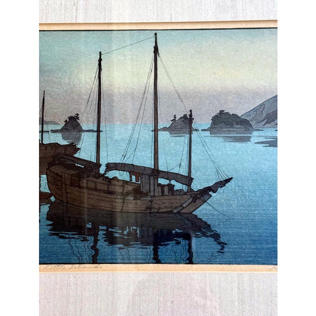 Wood Framed Japanese Woodblock Print Yoshida Hiroshi Three Little Islands For Sale - Image 7 of 14